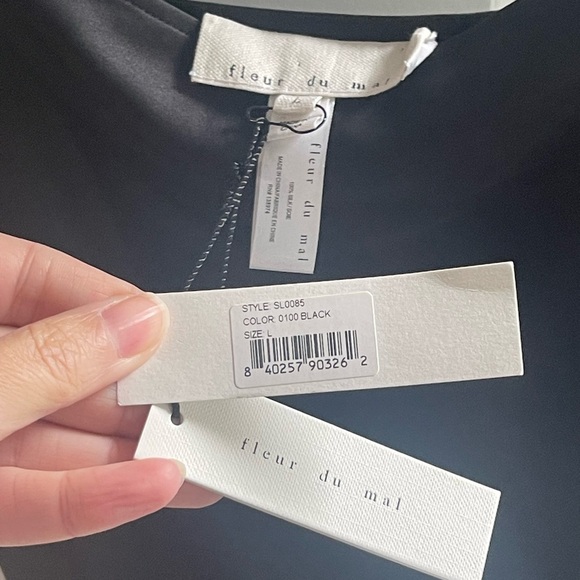 NEW Fleur Du Mal 100% Silk Charmeuse Adjustable Straps Cut-outs Side Detail Lrg - Picture 9 of 14